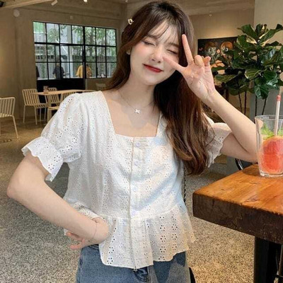 HouseOfCommon Casual Embroidered Women White Top