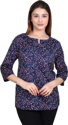 Ogarti Casual Printed Women Dark Blue Top