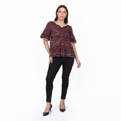 Shades of you Casual Printed Women Red Top