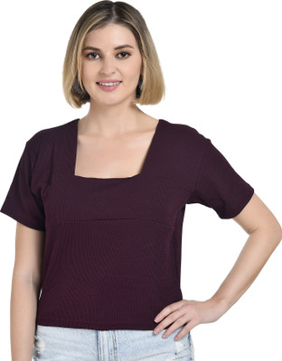 High Cloud Collection Casual Solid Women Purple Top
