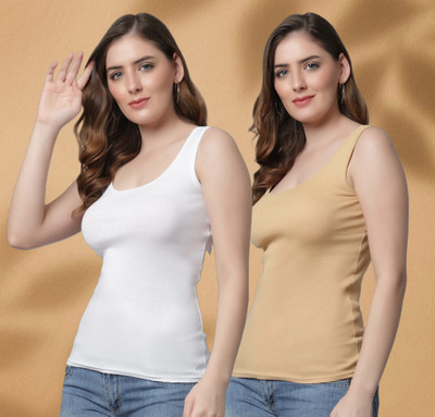 Jazzy Fashion Casual Solid Women White, Beige Top