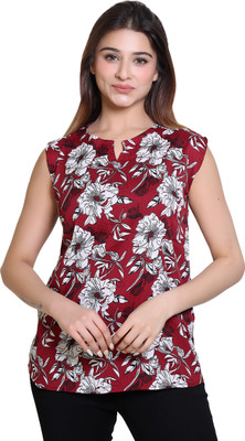 cottonknit Casual Printed Women Brown Top
