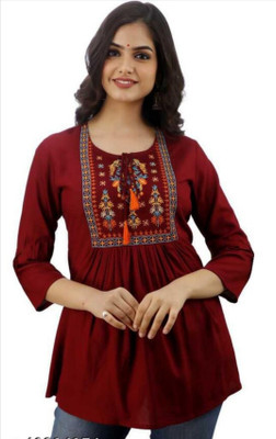 mahadevara creation Casual Embroidered Women Multicolor Top