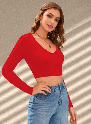 Dream Beauty Fashion Casual Solid Women Red Top