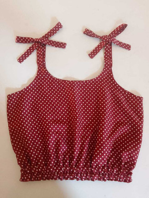ADNINESTYLE Casual Polka Print Women Maroon Top