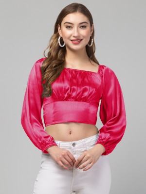 Sshila Casual Solid Women Pink Top