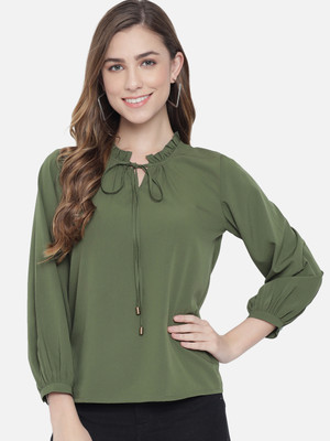 ALL WAYS YOU Casual Solid Women Green Top