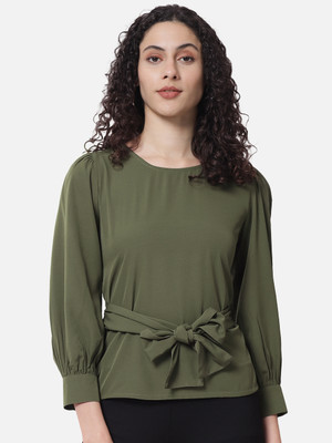 ALL WAYS YOU Casual Solid Women Dark Green Top