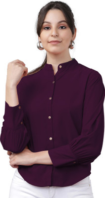 Mirana Casual Solid Women Purple Top