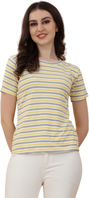 HB Fashion Casual Striped Women Yellow Top