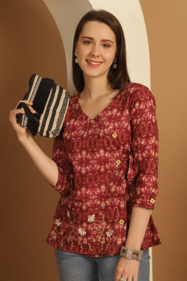 RolyPoly Casual Printed Women Maroon Top