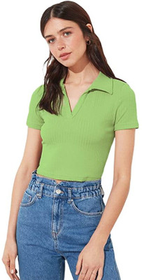 Redamancii Casual Self Design Women Light Green Top