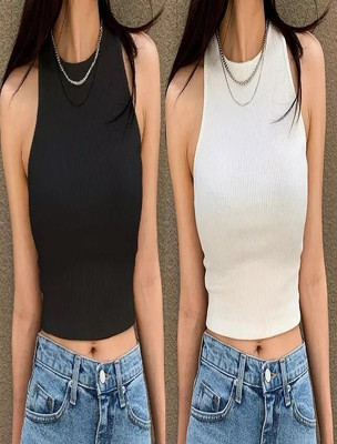 AmbeSilkMill Casual Solid Women Black, White Top