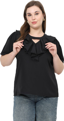 MASSIDESIGN Casual Solid Women Black Top