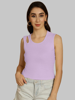 FRISKERS Casual Self Design Women Purple Top
