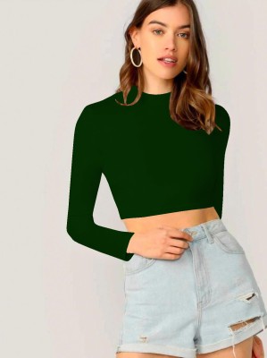 Dream Beauty Fashion Casual Solid Women Dark Green Top