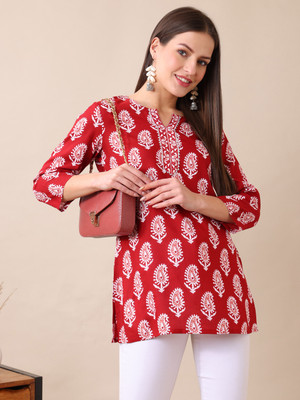 SANGOURI Casual Printed Women Red Top