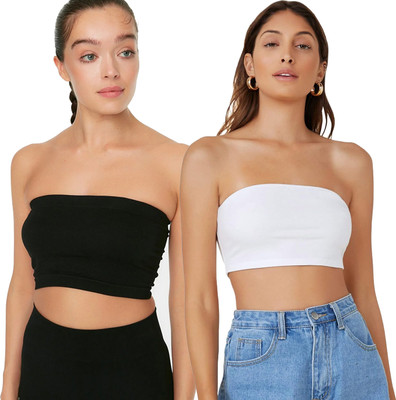 SriSaras Casual Solid Women Black, White Top