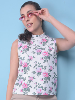 CRIMSOUNE CLUB Casual Printed Women Green, Pink, White Top