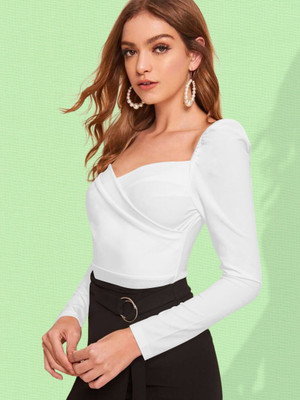Dream Beauty Fashion Casual Solid Women White Top
