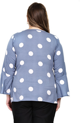 HouseOfCommon Casual Printed Women Grey, White Top