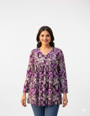 hbkart Casual Printed Women Purple Top