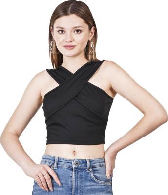 Styvibe Casual Self Design Women Black Top