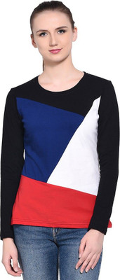 Trendfull Colorblock Women Round Neck Multicolor T-Shirt