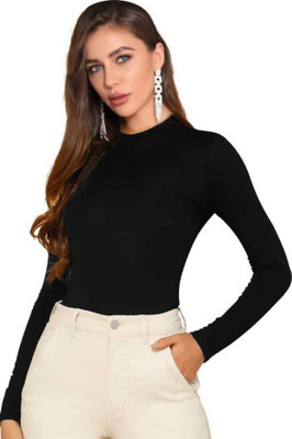 Maheshvi Casual Full Sleeve Solid Women Black Top