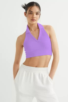Redamancii Casual Solid Women Purple Top