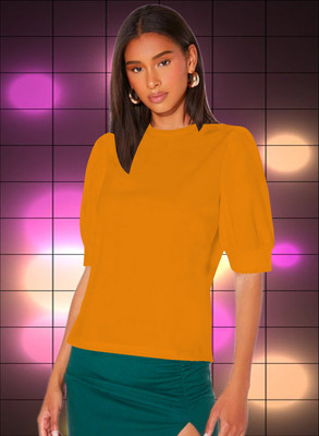 Dream Beauty Fashion Casual Solid Women Yellow Top
