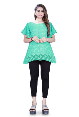 Shalu Fashion Casual Self Design Women Light Green Top