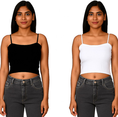 MIXFIT Casual Solid Women Black, White Top
