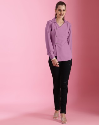 Selvia Casual Solid Women Purple Top