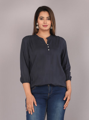 FASHION FALCON Casual Solid Women Grey Top