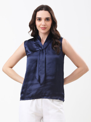 NAVRAAH Casual Solid Women Blue Top