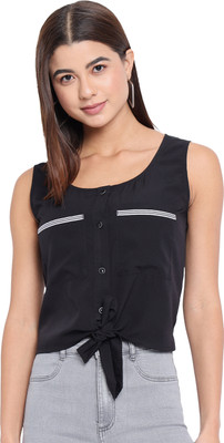 OTIRA Casual Solid Women Black Top