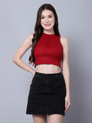 DIAZ Casual Self Design Women Maroon Top