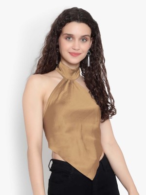 Kiaans creation Casual Solid Women Gold Top