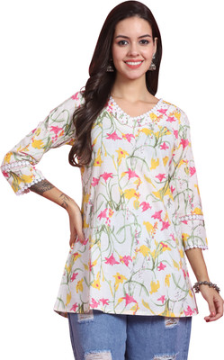 HouseOfCommon Women Printed Straight Kurta(White)
