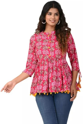 Rubheti Casual Printed Women Pink Top