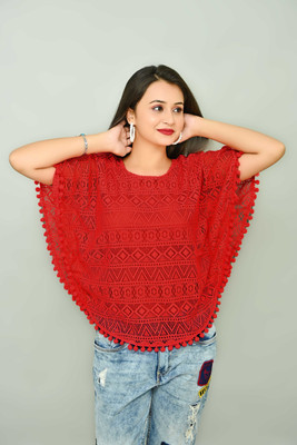 A M.LIBASH Casual Lace Women Red Top