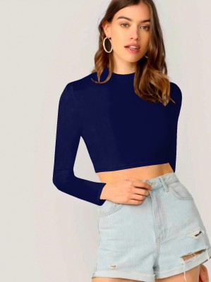 Dream Beauty Fashion Casual Solid Women Dark Blue Top