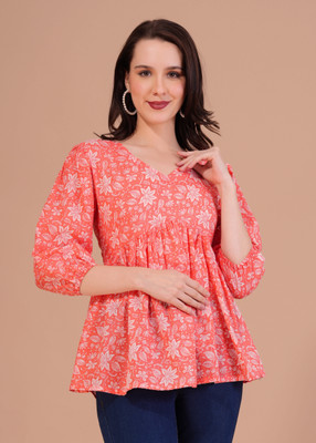 shri siddhi vinayak Formal Self Design Women White, Pink Top