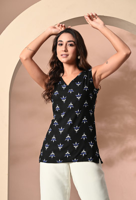 METRONAUT Casual Printed Women Black Top