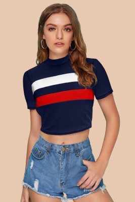 Ann Springs Casual Color Block Women Multicolor Top