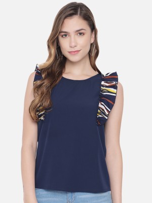 ALL WAYS YOU Casual Solid Women Blue Top