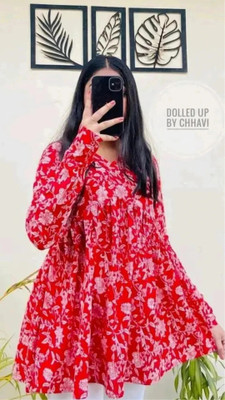 niklav Party Floral Print Women Red Top