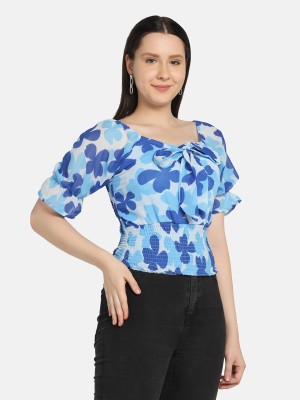 BuyNewTrend Casual Printed Women Blue Top
