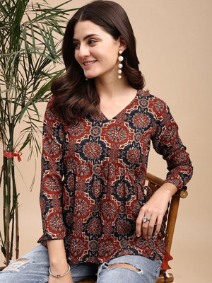 Mahira's Comfort Casual Printed Women Multicolor Top